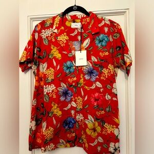 New With Tags Onia 100% Cotton Crisp Hawaii Vacation Floral Print Shirt $250